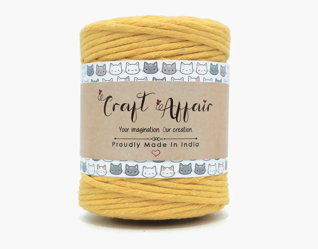Home Page 41 Mustard - 3 mm Single Strand Macrame Cord | Twisted macrame Cord | Macrame cord | Adikala Craft Store | Art Craft | collection | Projects | DIY | Craft | Craft Making